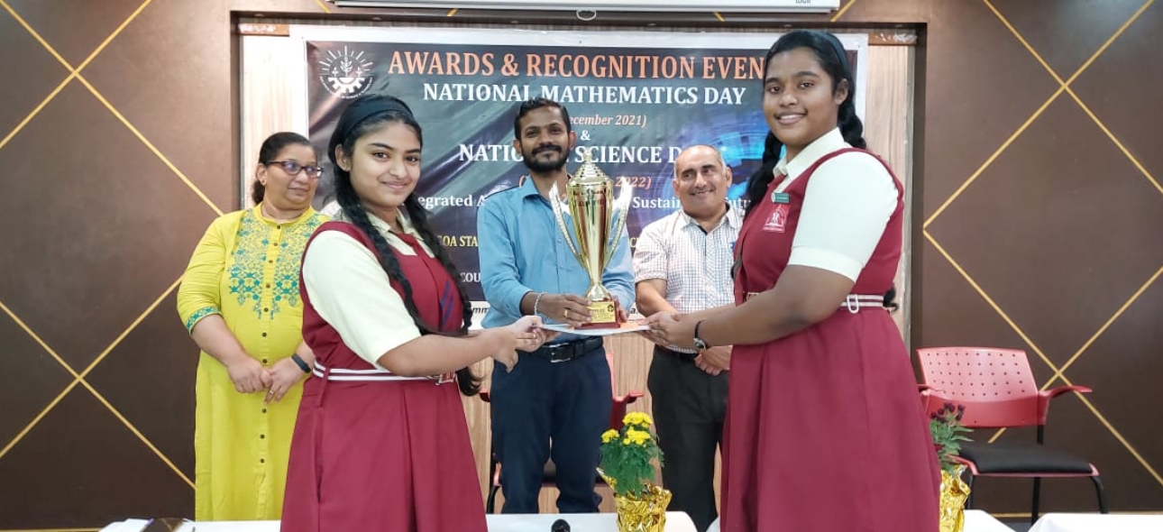 1st Place at State Level PowerPoint Presentation on the observance of National mathematics Day organised by Department of Science and Technology saligao